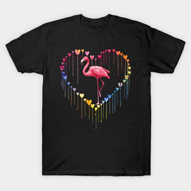 Flamingo Love Heart For Valentines Day T-Shirt by Xamgi